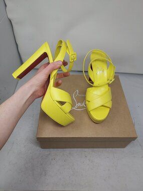 Christian Louboutin Yellow Strappy Supramariza Platform Sandal